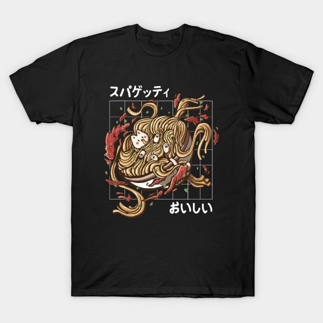 kawaii cat eat ramen T-Shirt by ArtStopCreative